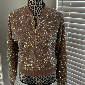 NWT - Women’s Champagne Sequin Bomber Jacket (Small - Large)